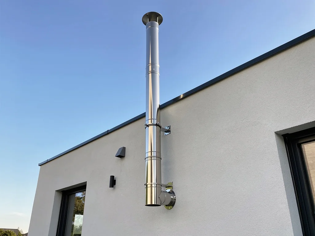 Conduit de fumée inox tubé pour un poêle à granulés étanche